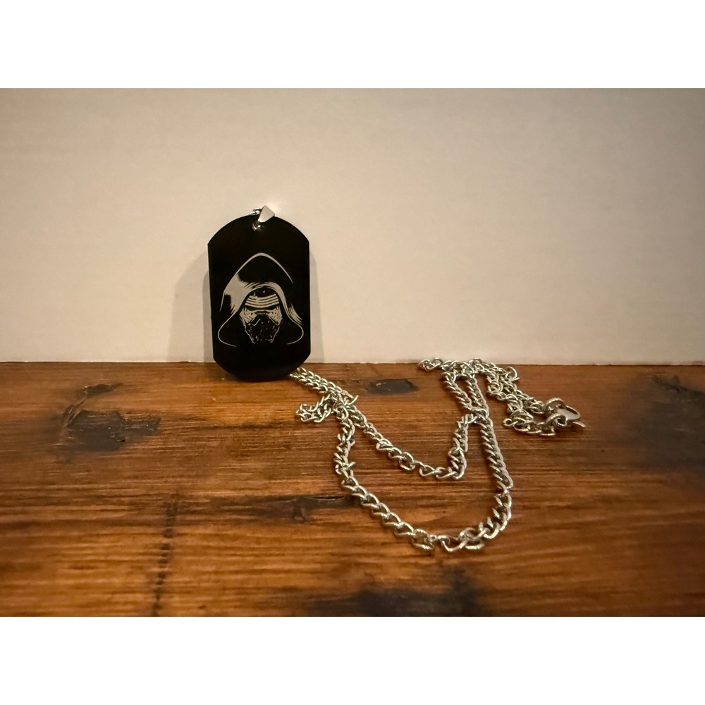 Star Wars The Force Awakens Kylo Ren Black Stainless Steel Dog Tag Necklace